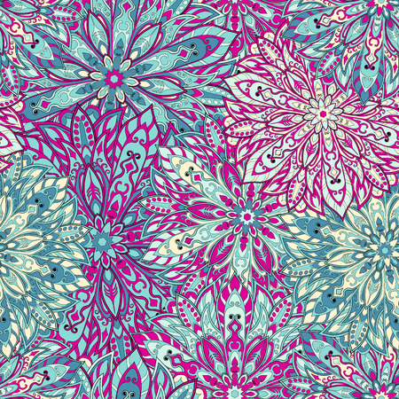 Seamless mandala pattern for printing on fabric or paper. Hand drawn background. Islam, Arabic, Indian, ottoman motifs.のイラスト素材