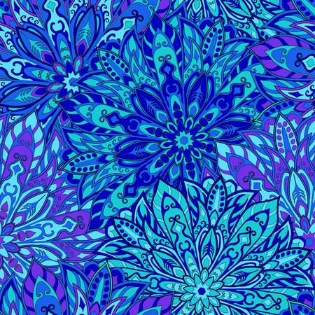 Seamless mandala pattern for printing on fabric or paper. Hand drawn background. Islam, Arabic, Indian, ottoman motifs.のイラスト素材
