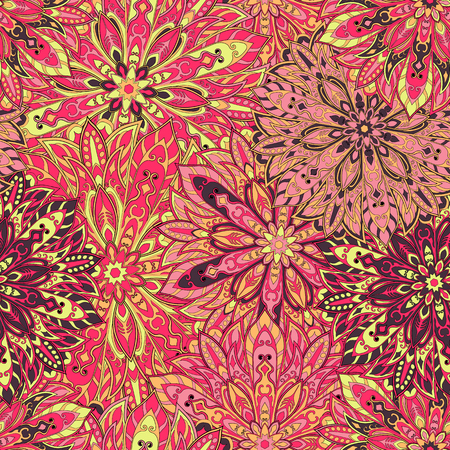 Seamless mandala pattern for printing on fabric or paper. Hand drawn background. Islam, Arabic, Indian, ottoman motifs.のイラスト素材