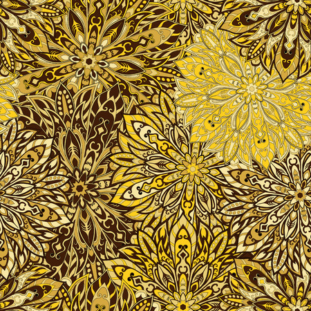 Seamless mandala pattern for printing on fabric or paper. Hand drawn background. Islam, Arabic, Indian, ottoman motifs.のイラスト素材