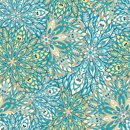 Seamless mandala pattern for printing on fabric or paper. Hand drawn background. Islam, Arabic, Indian, ottoman motifs.のイラスト素材
