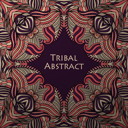 Vector Tribal Abstract background. Banner with text.のイラスト素材