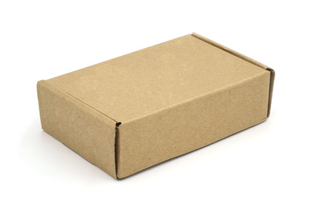 A brown box, being closed, isolated on white