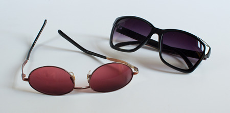 Different kind of sunglasses on white backgroundの写真素材