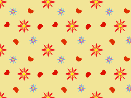 Seamless valentine background with flowers and heartsのイラスト素材
