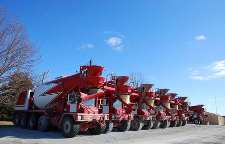 ready mix concrete trucksの写真素材