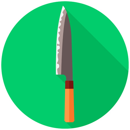 Vector Icon chef knife with the blade hamon. Vector flat design.のイラスト素材