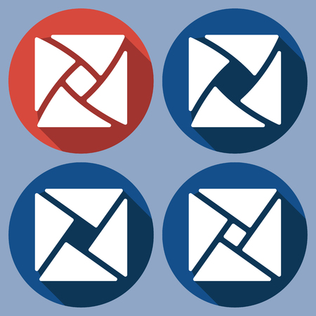 Set of abstract icons square aperture. Vector flat design. Isolated icons on colorful backdrop.のイラスト素材