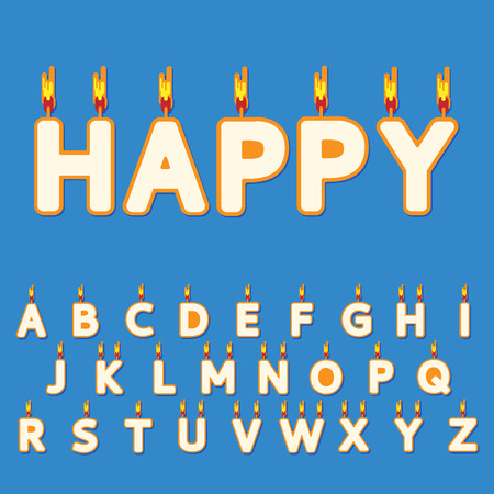 Candle letters. Vector flat illustration. Birthday candlesのイラスト素材