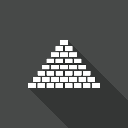 Ancient Egyptian architecture. Pyramid with Long shadows. Vector flat illustration.のイラスト素材