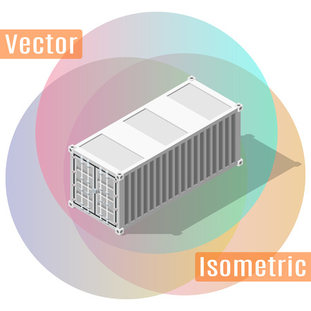 20 feet shipping container in isometric view with shadows. flat illustration.のイラスト素材