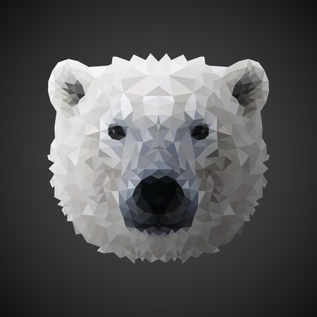 Polar bear portrait. Low poly design. Abstract polygonal illustration.のイラスト素材