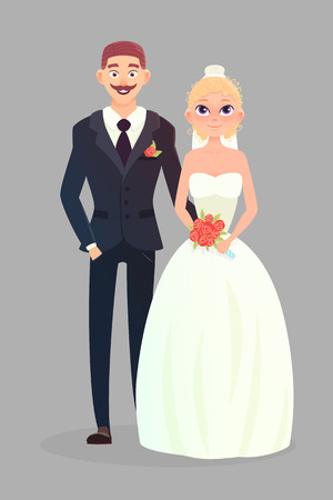 Wedding couple vector illustration. Wedding couple isolated on background.のイラスト素材