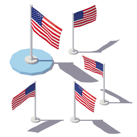 Vector isometric low poly United States Flag.のイラスト素材