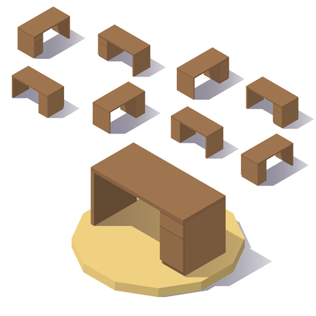 Isometric low poly Office Table.のイラスト素材