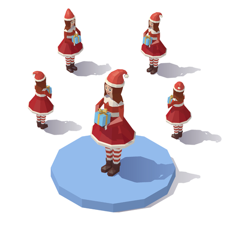 Low poly Christmas girlのイラスト素材