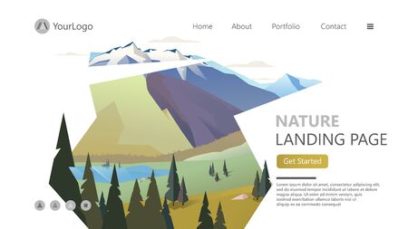 Modern landscape background trees and mountain peaksのイラスト素材