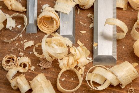 Carpenter cabinet maker hand tools on the workbench