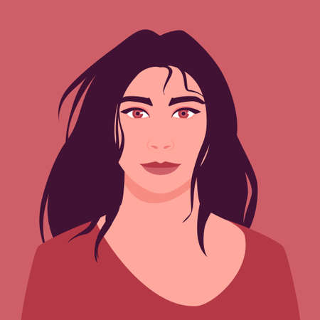 Brunette with long hair in the windのイラスト素材