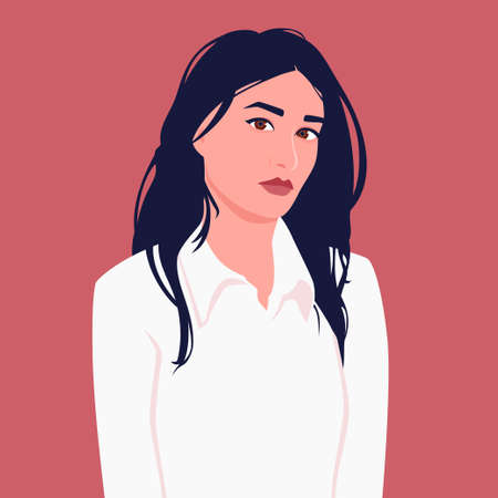 Portrait of a woman with long dark hairのイラスト素材