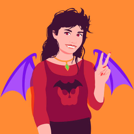 Woman dressed in a vampire costume for halloweenのイラスト素材