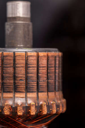 Copper commutator bar of the electric motor close up. Electric motor rotor.の写真素材