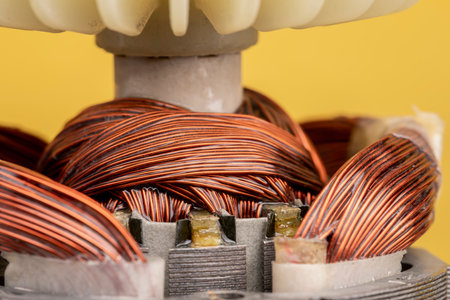 Cooling impeller on electric motor close up. Electric motor rotor.の写真素材