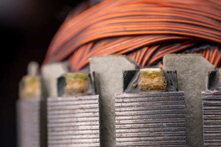 Rotor of an electric motor close up. Copper motor windings.の写真素材