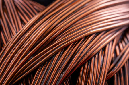 Close up of a winding of an electric motor. Copper motor windings.の写真素材