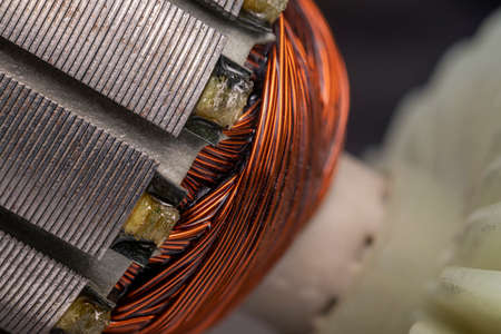 Cooling impeller on electric motor close up. Electric motor rotor.の写真素材