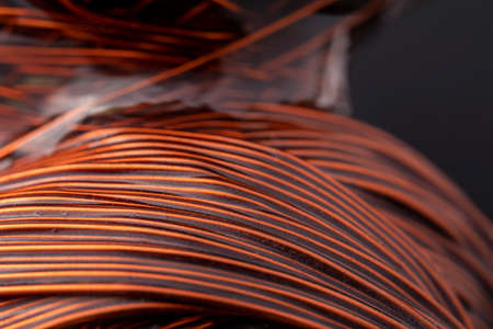 Close up of a winding of an electric motor. Copper motor windings.の写真素材