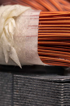 Stator of an electric motor. Close up of a winding of an electric motor.の写真素材