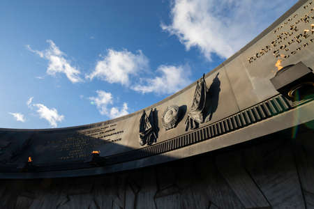 Saint-Petersburg. Russia. November 11, 2021. An element of the monument to the Heroic Defenders of Leningrad at the Victory Square.のeditorial素材