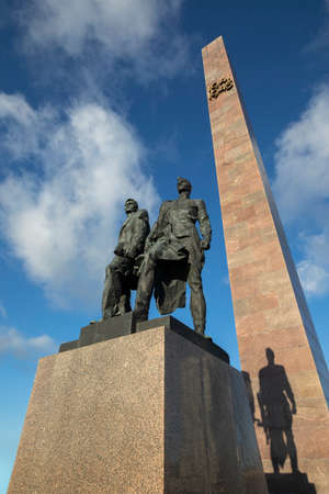 Saint-Petersburg. Russia. November 11, 2021. An element of the monument to the Heroic Defenders of Leningrad at the Victory Square.のeditorial素材