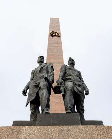 Saint-Petersburg. Russia. November 12, 2021. An element of the monument to the Heroic Defenders of Leningrad at the Victory Square.のeditorial素材
