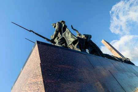 Saint-Petersburg. Russia. November 11, 2021. An element of the monument to the Heroic Defenders of...