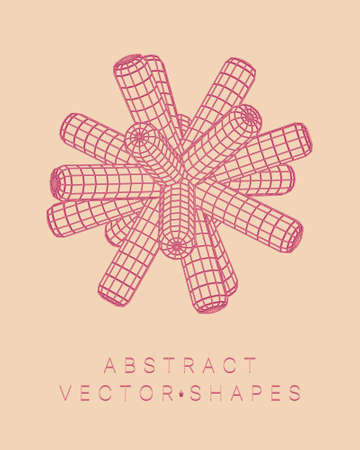 Geometric shape for design. wireframe illustration. molecular grid. 3d technology style. vector illustration. Futuristic connection structure for chemistry and science.のイラスト素材