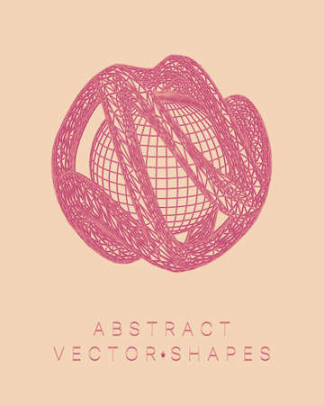 Geometric shape for design. wireframe illustration. molecular grid. 3d technology style. vector illustration. Futuristic connection structure for chemistry and science.のイラスト素材