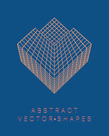Geometric shape for design. wireframe illustration. molecular grid. 3d technology style. vector illustration. Futuristic connection structure for chemistry and science.のイラスト素材
