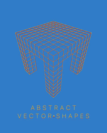 Geometric shape for design. wireframe illustration. molecular grid. 3d technology style. vector illustration. Futuristic connection structure for chemistry and scienceのイラスト素材