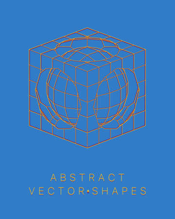 Geometric shape for design. wireframe illustration. molecular grid. 3d technology style. vector illustration. Futuristic connection structure for chemistry and scienceのイラスト素材