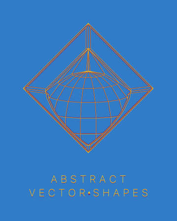Geometric shape for design. wireframe illustration. molecular grid. 3d technology style. vector illustration. Futuristic connection structure for chemistry and scienceのイラスト素材