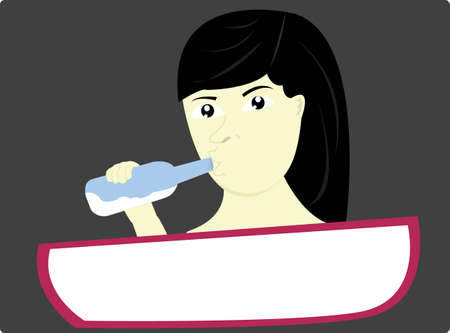 the woman was drinking a bottle of beerのイラスト素材