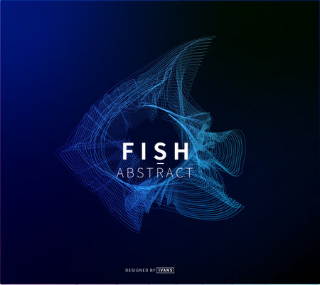Abstract blue color fish on a black background Vector illustration of a starry seaのイラスト素材