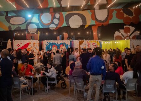 Miami - Jan 19 2020: Appearance of Micro Theather at Wynwood, FL, on 2020. Hosted by Spanish Cultural Center, it is an unique venue where short, mostly Spanish-language plays are performed in shipping containers.のeditorial素材