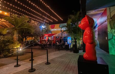 Microtheather at Wynwood, Fl, an unique venue where short, plays are performed in shipping containers.のeditorial素材