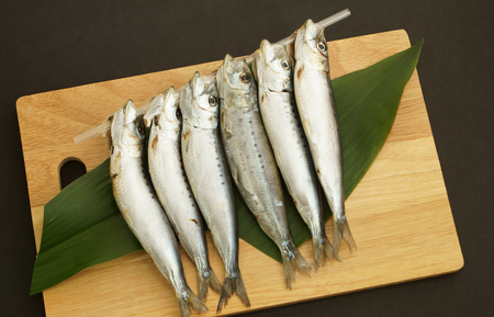 Dried Sardine isolated on white backgroundの写真素材