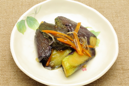 Japanese cuisine, fried eggplant Soup with vinegarの写真素材