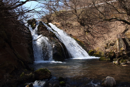 Mountain stream waterfall in Oita, Japanの写真素材
