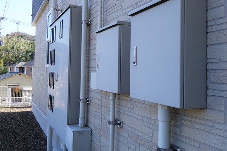 Apartment electric equipment. Electric meter facility.の写真素材